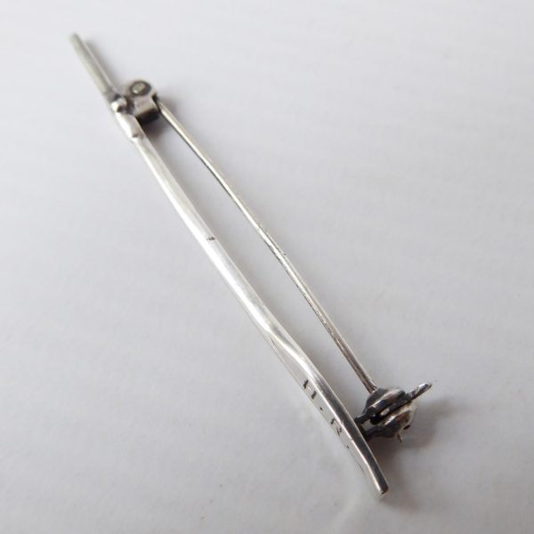 Danish Hans Jensen HJ vintage 830S silver arrow bar pin brooch, 1955 engraved HR - Image 5