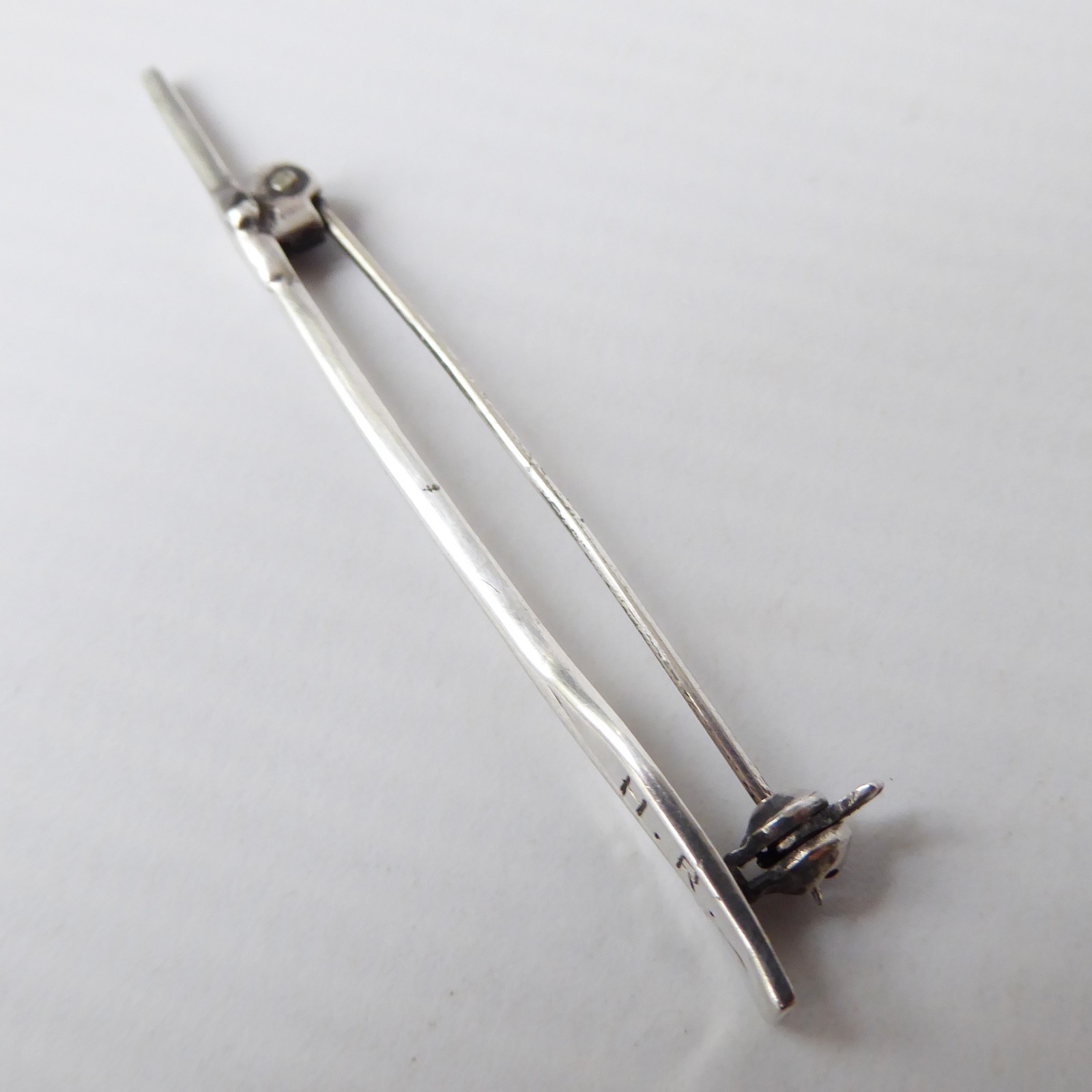 Danish Hans Jensen vintage 830S silver arrow oar bar pin brooch 1955 engraved HR - Image 5