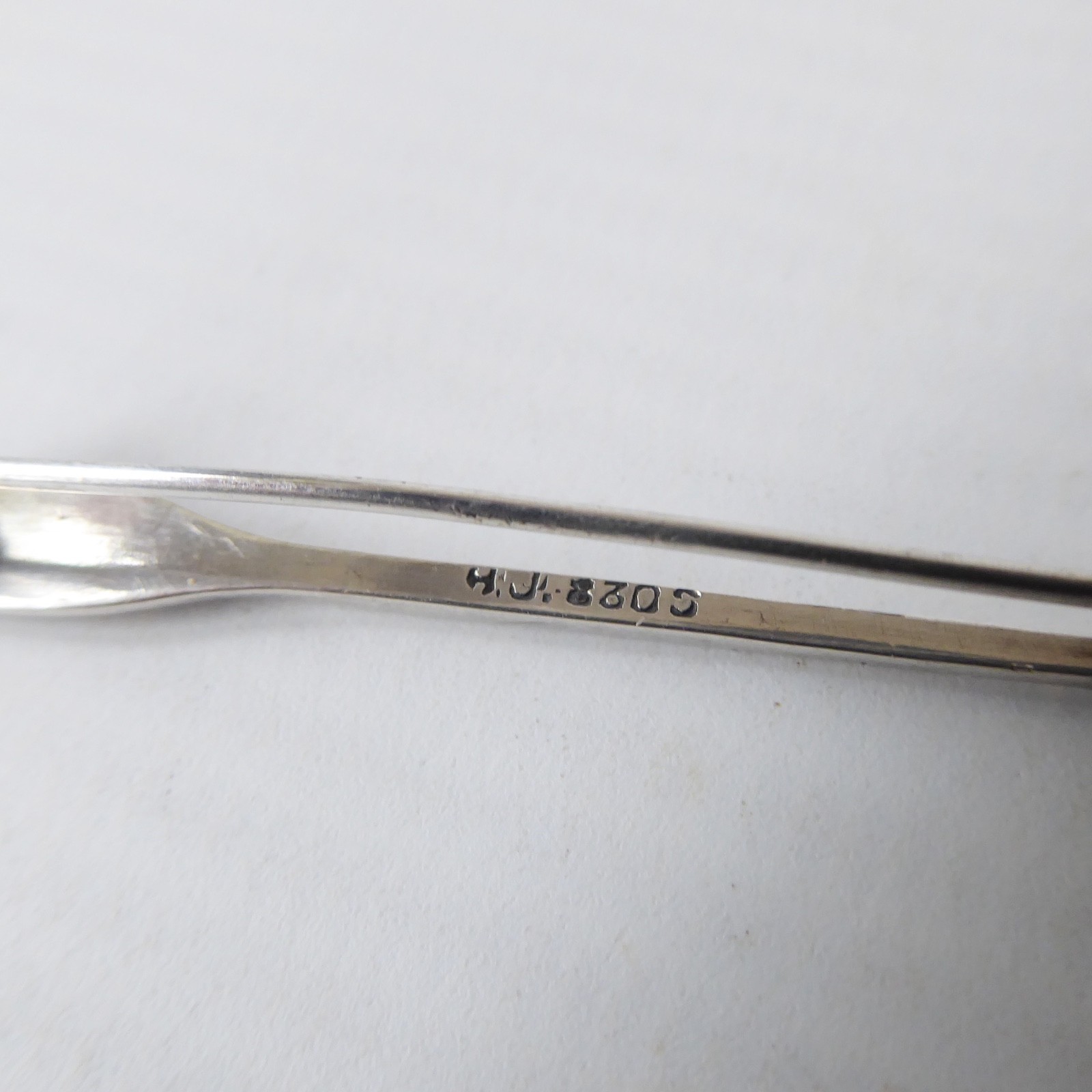 Danish Hans Jensen vintage 830S silver arrow oar bar pin brooch 1955 engraved HR - Image 6