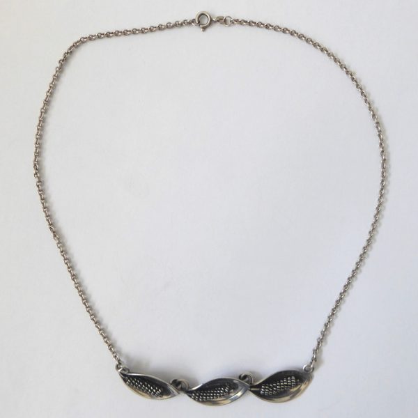 Danish Jens J Aagaard JAa vintage 830 sterling silver lily leaf pendant necklace - Image 3
