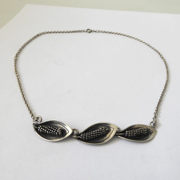 Danish Jens J Aagaard JAa vintage 830 sterling silver lily leaf pendant necklace - Image 4
