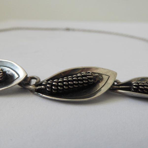 Danish Jens J Aagaard JAa vintage 830 sterling silver lily leaf pendant necklace - Image 5