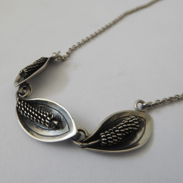 Danish Jens J Aagaard JAa vintage 830 sterling silver lily leaf pendant necklace - Image 6