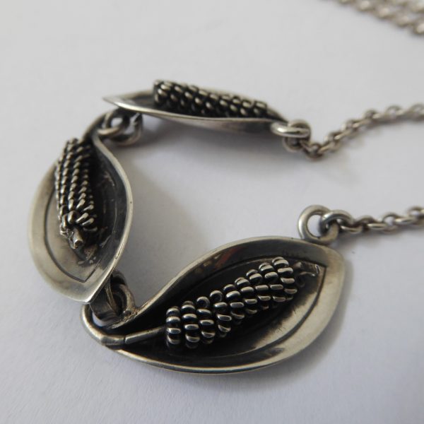 Danish Jens J Aagaard JAa vintage 830 sterling silver lily leaf pendant necklace - Image 7