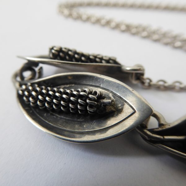 Danish Jens J Aagaard JAa vintage 830 sterling silver lily leaf pendant necklace - Image 9