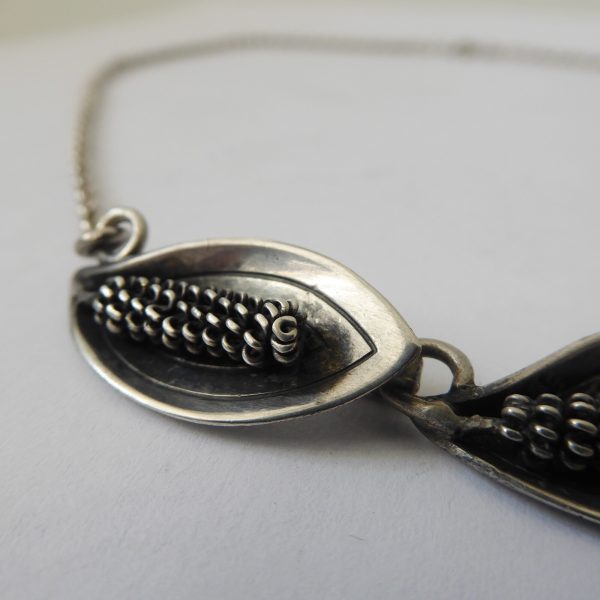 Danish Jens J Aagaard JAa vintage 830 sterling silver lily leaf pendant necklace - Image 10