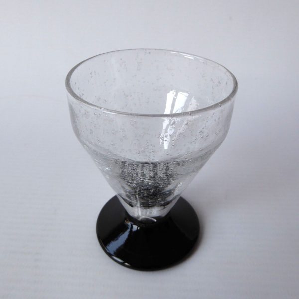 Daum Nancy France signed schnapps shot glass, vintage. Black & bubble clear 3" - Image 3