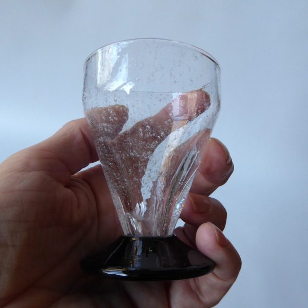 Daum Nancy France signed schnapps shot glass, vintage. Black & bubble clear 3" - Image 4