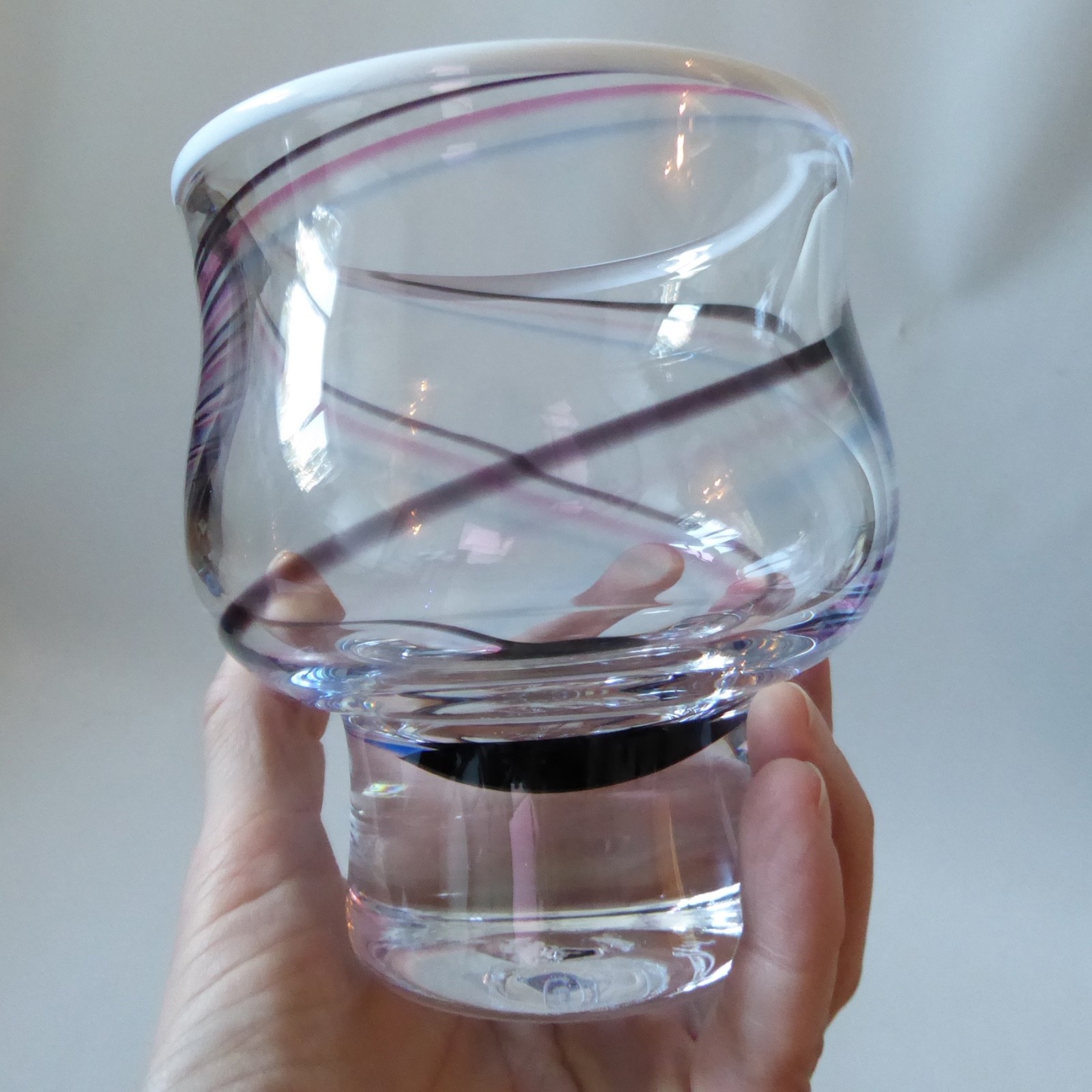 Erik Hoglund for Stromberg art glass signed bowl vase, 50 years of Stena 1989 - Image 3