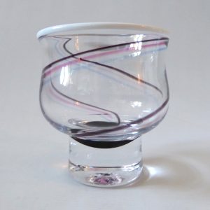 Erik Hoglund for Stromberg art glass signed bowl vase, 50 years of Stena 1989