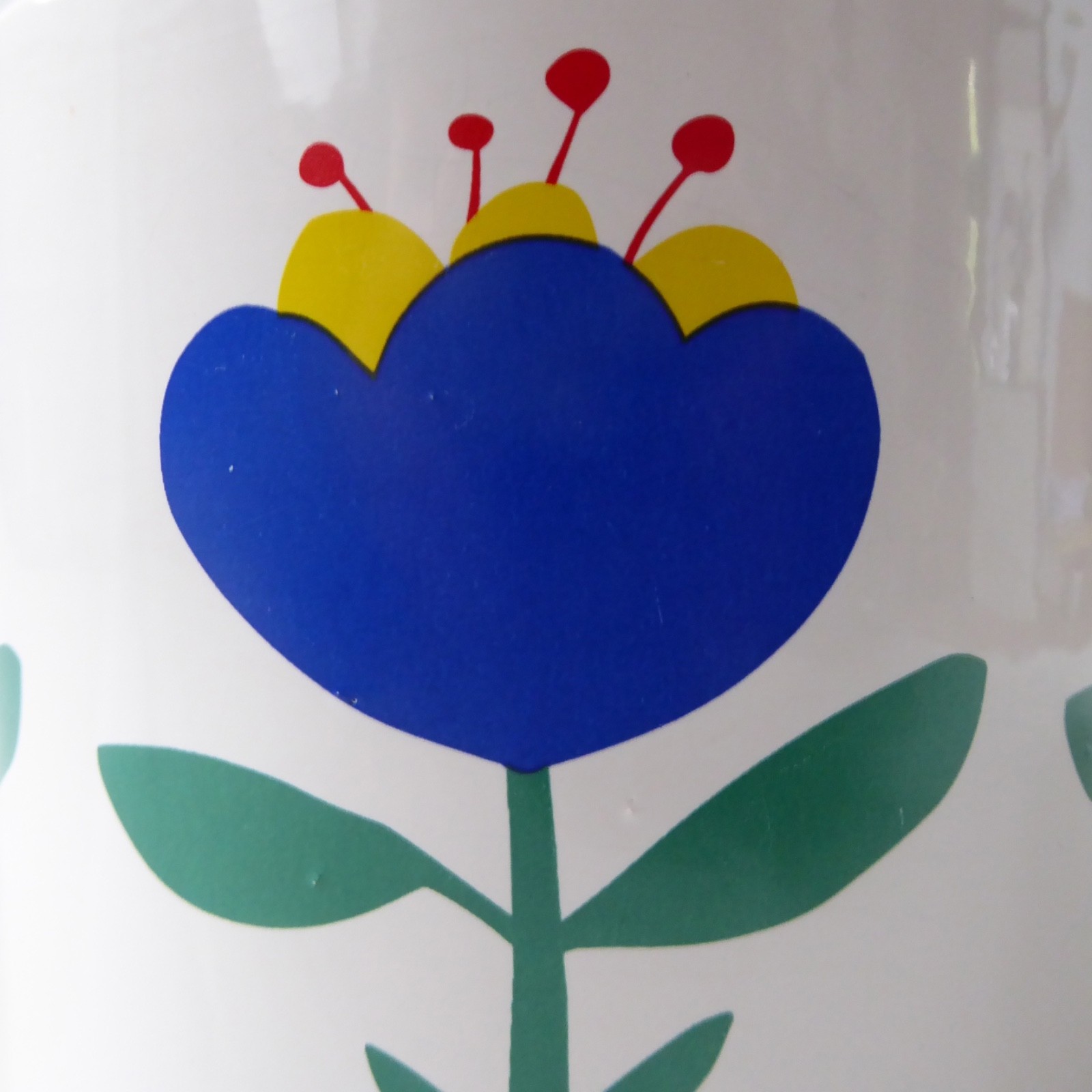 Flying Tiger Danish design plant pot holder planter. White + blue flower ceramic - Image 3