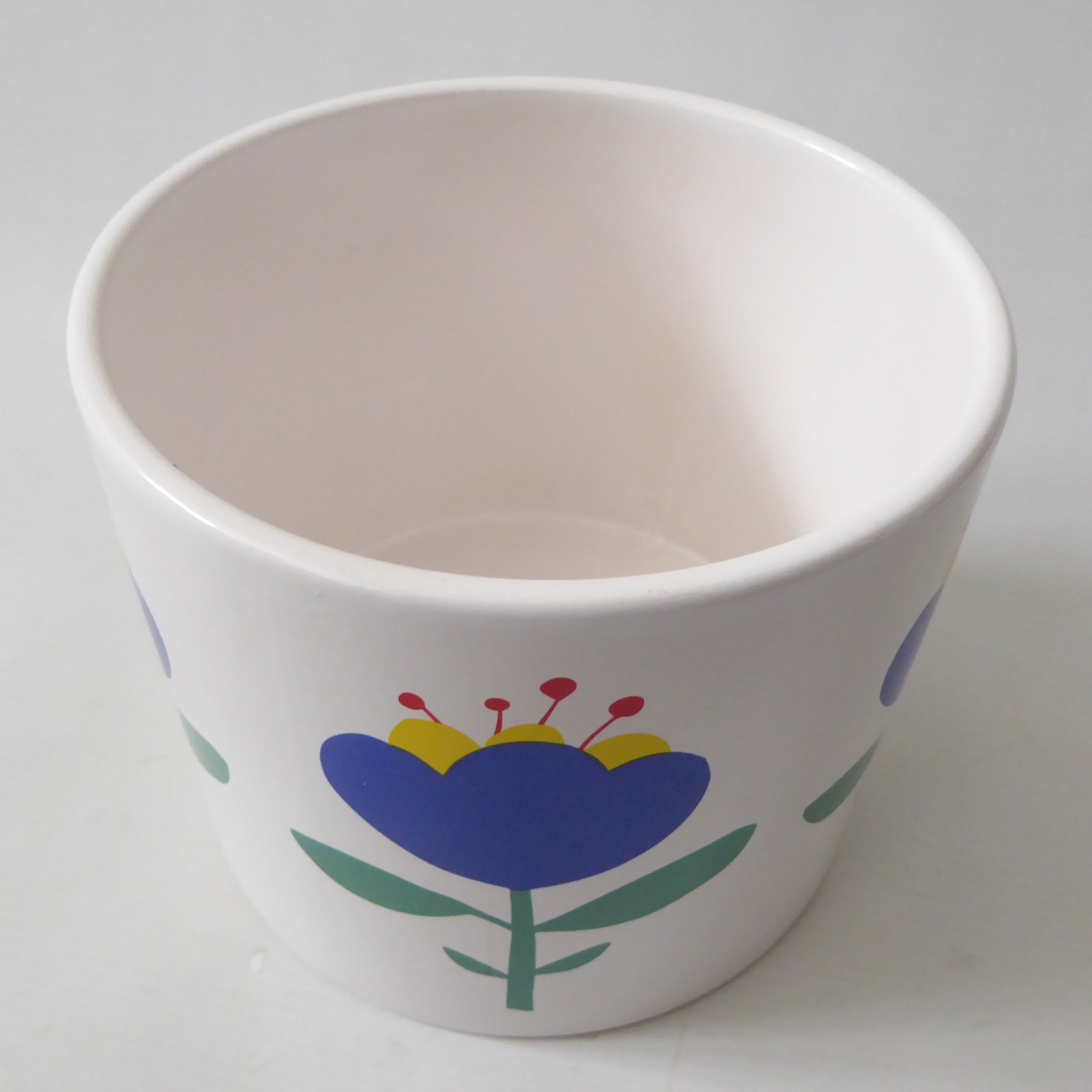 Flying Tiger Danish design plant pot holder planter. White + blue flower ceramic - Image 7