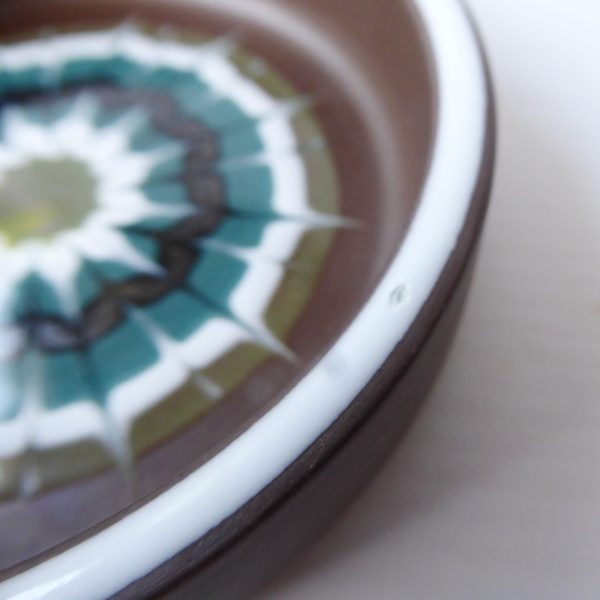 Hornsea Muramic Lancaster Vitramic ceramic pottery pin dish, 9cm. Teal/olive 70s - Image 13