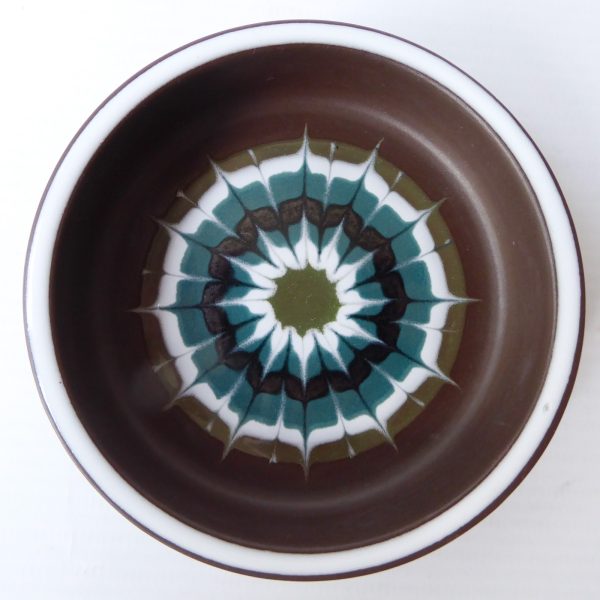 Hornsea Muramic Lancaster Vitramic ceramic pottery pin dish, 9cm. Teal/olive 70s - Image 3