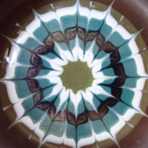 Hornsea Muramic Lancaster Vitramic ceramic pottery pin dish, 9cm. Teal/olive 70s - Image 4