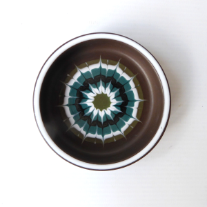 Hornsea Muramic Lancaster Vitramic ceramic pottery pin dish, 9cm. Teal/olive 70s