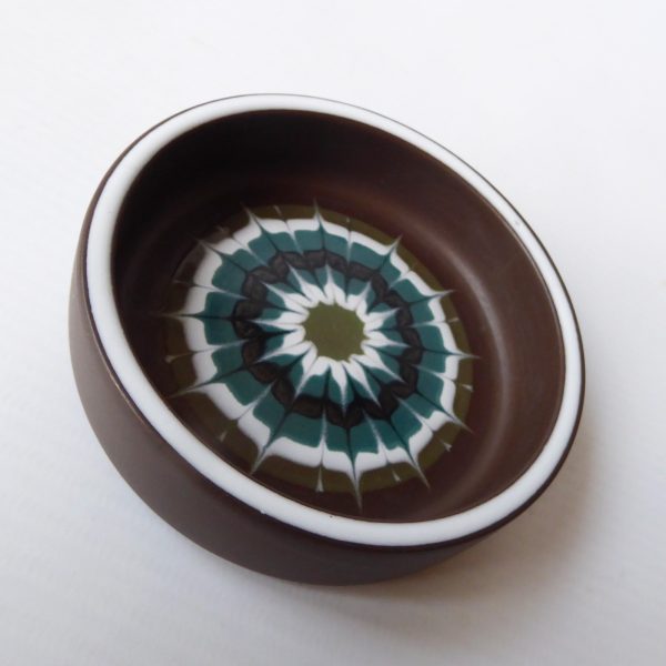 Hornsea Muramic Lancaster Vitramic ceramic pottery pin dish, 9cm. Teal/olive 70s - Image 7