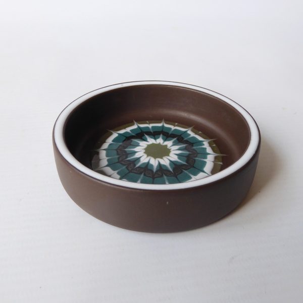 Hornsea Muramic Lancaster Vitramic ceramic pottery pin dish, 9cm. Teal/olive 70s - Image 8