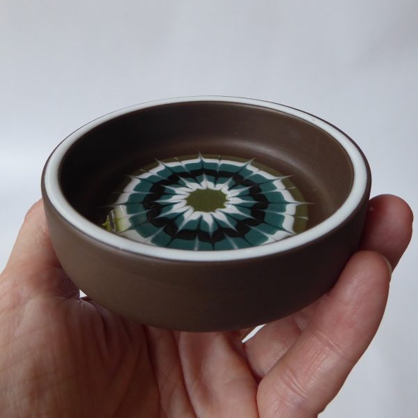 Hornsea Muramic Lancaster Vitramic ceramic pottery pin dish, 9cm. Teal/olive 70s - Image 10