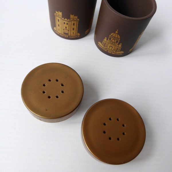 Hornsea salt & pepper pots, shakers. Lancaster castle, Ashton. Vitramic gold '76 - Image 7