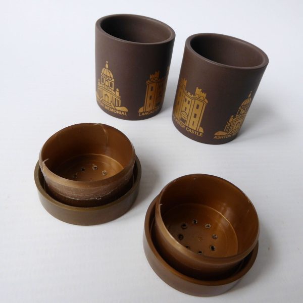 Hornsea salt & pepper pots, shakers. Lancaster castle, Ashton. Vitramic gold '76 - Image 9