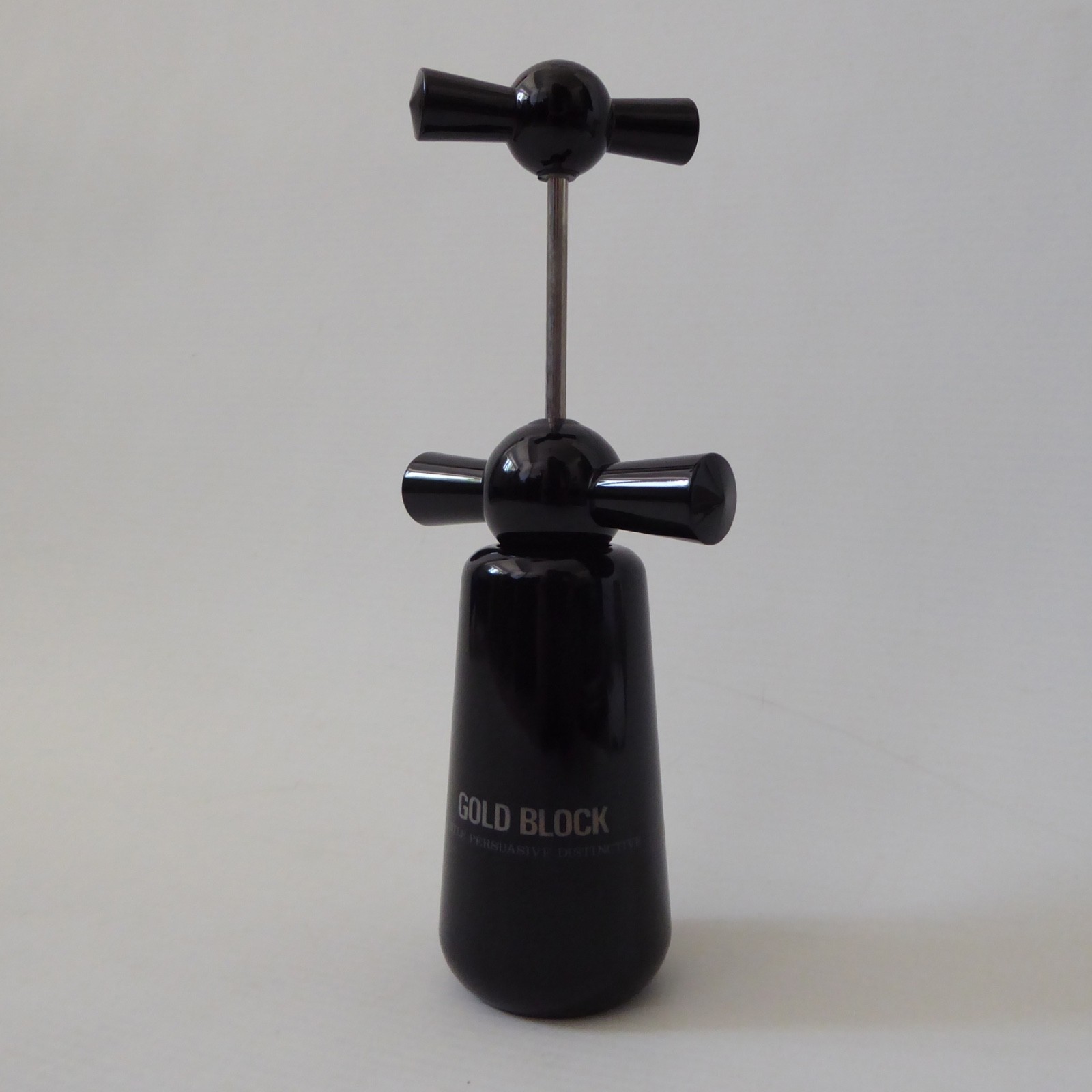 Imp retro acrylic corkscrew, black plastic, vintage 1970s 1980s 'Gold Block' - Image 3