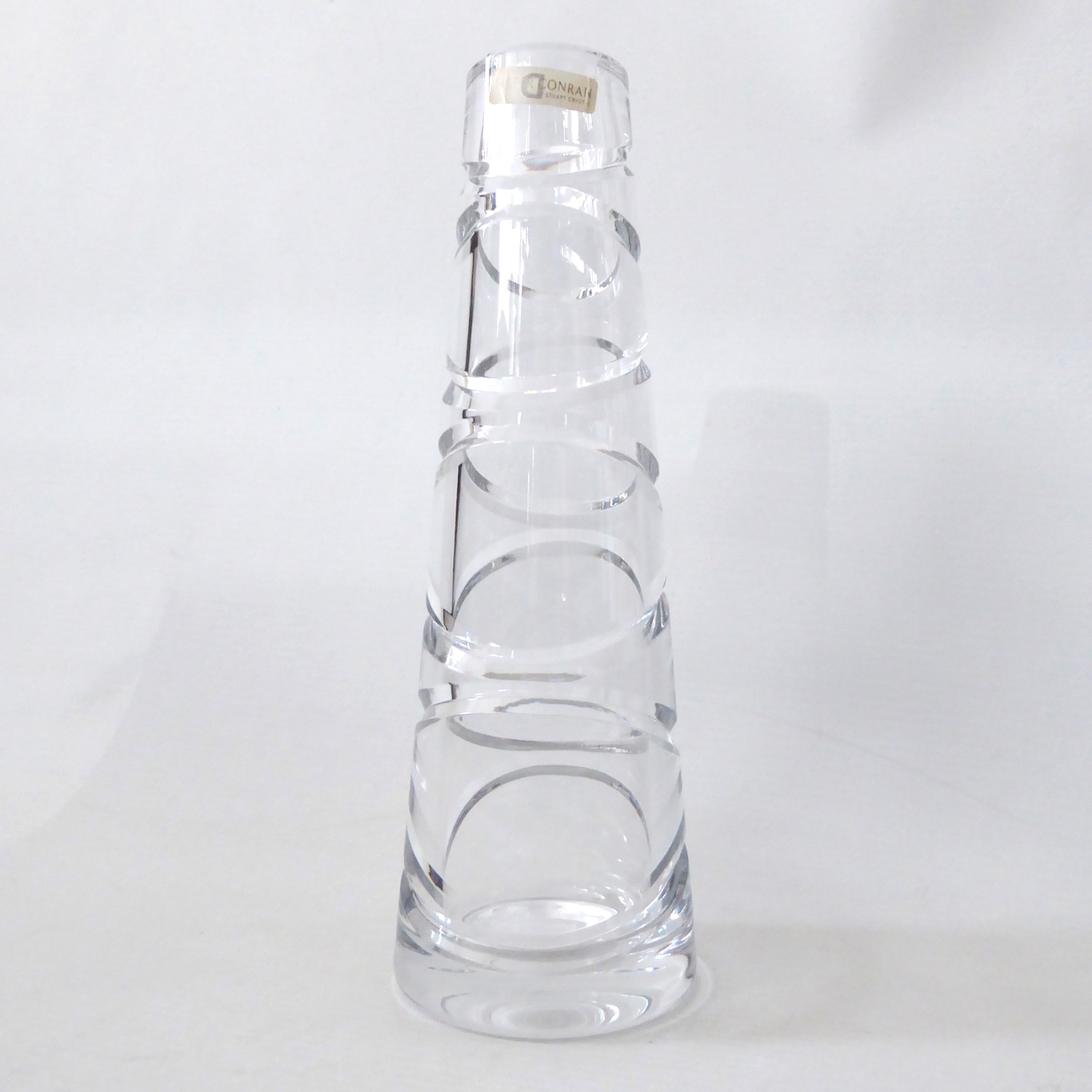 Jasper Conran x Stuart Crystal Aura 21cm tapering cut art glass vase. 1999