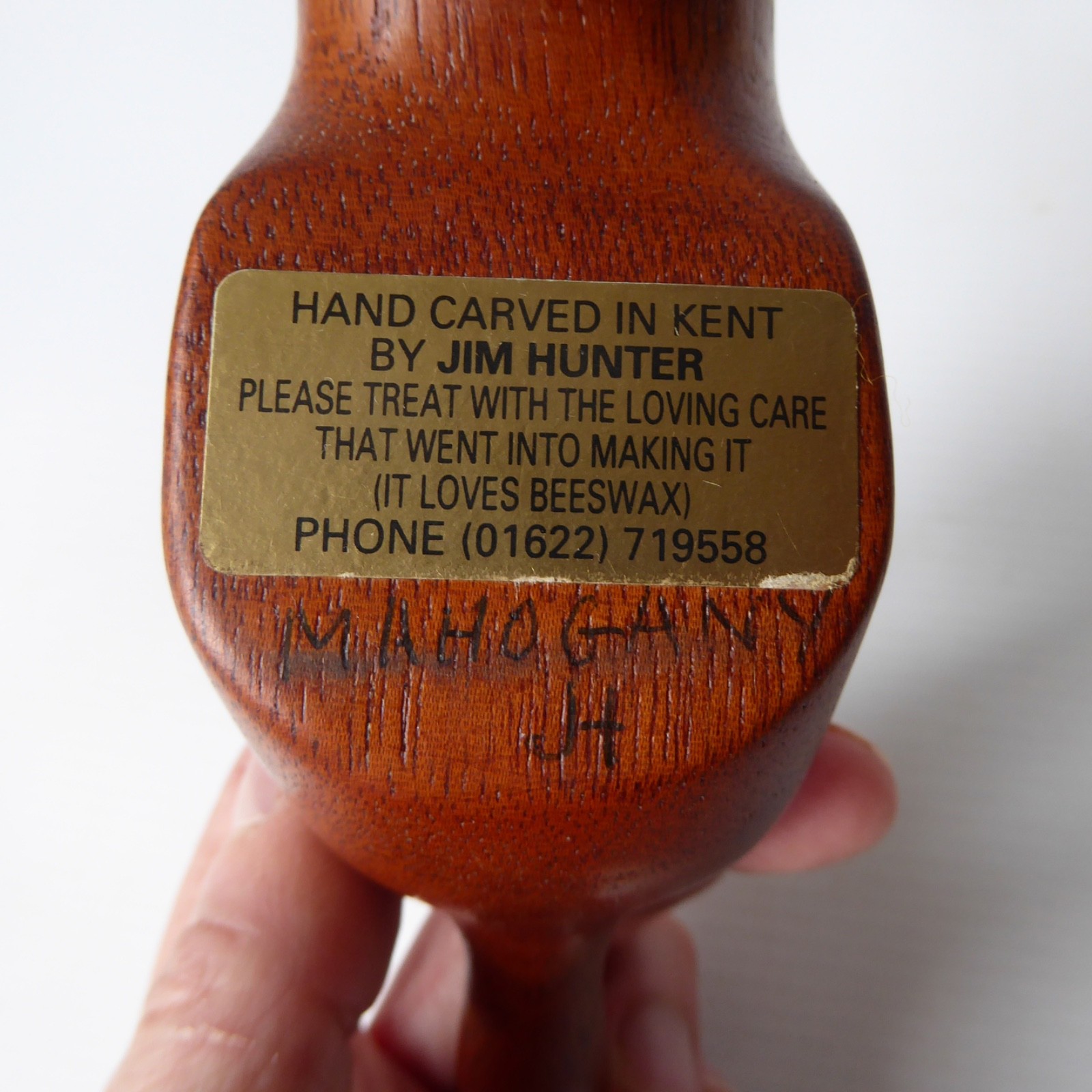 John Hunter carved mahogany wooden cat figurine, modernist minimalist crouching - Image 12