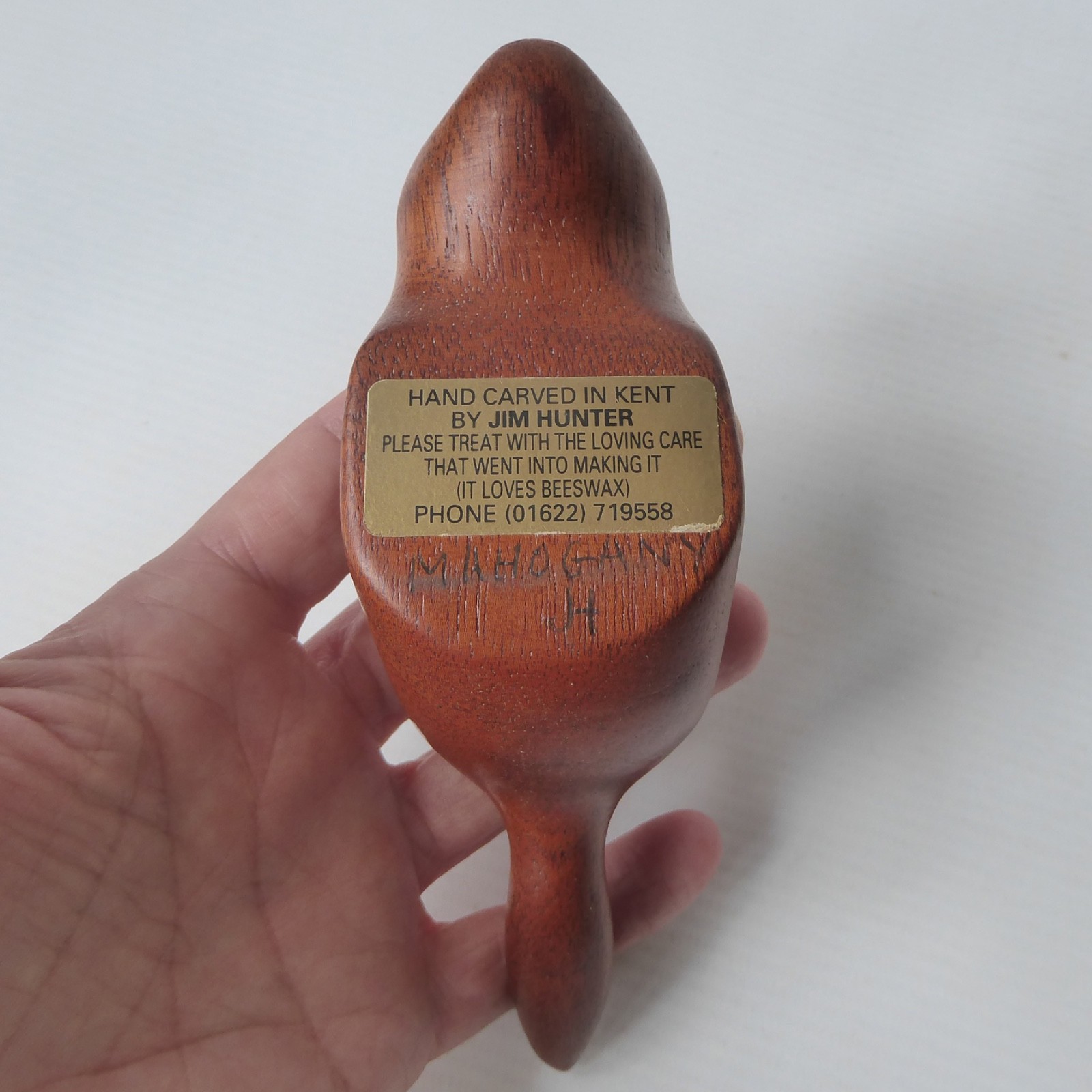 John Hunter carved mahogany wooden cat figurine, modernist minimalist crouching - Image 13