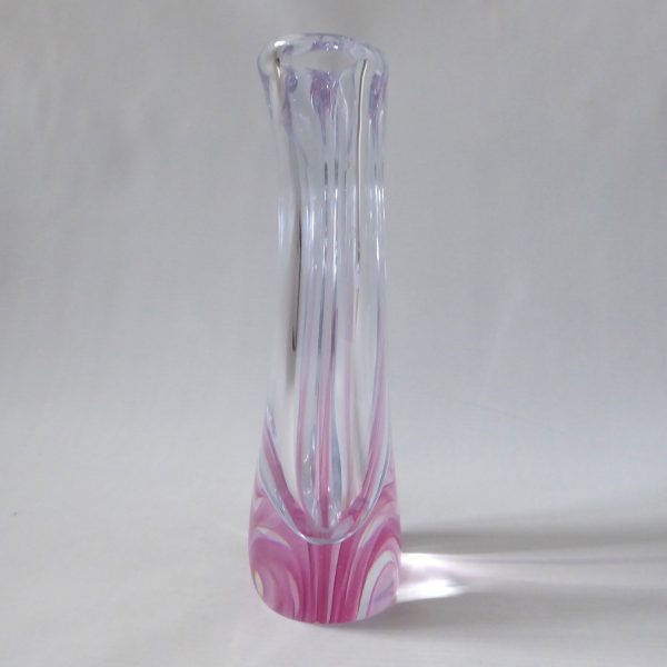 Josef Marcolin M51 art glass vase, big heavy signed pink streak. Sweden vintage - Image 12