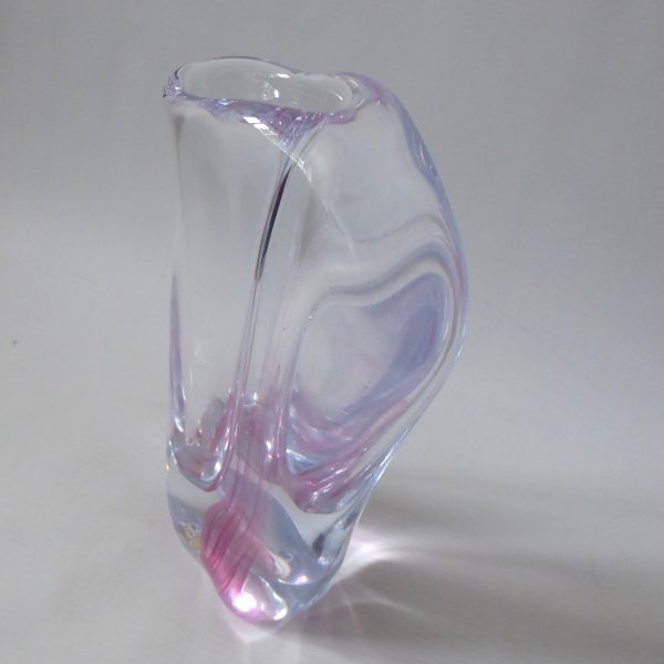 Josef Marcolin M51 art glass vase, big heavy signed pink streak. Sweden vintage - Image 13