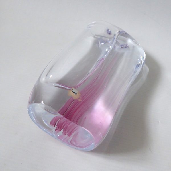 Josef Marcolin M51 art glass vase, big heavy signed pink streak. Sweden vintage - Image 14