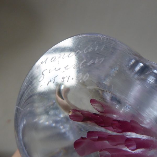 Josef Marcolin M51 art glass vase, big heavy signed pink streak. Sweden vintage - Image 15