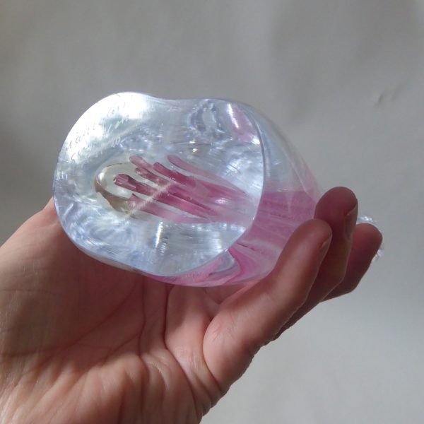 Josef Marcolin M51 art glass vase, big heavy signed pink streak. Sweden vintage - Image 17