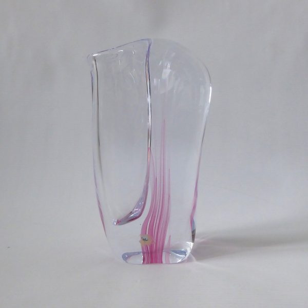Josef Marcolin M51 art glass vase, big heavy signed pink streak. Sweden vintage - Image 3