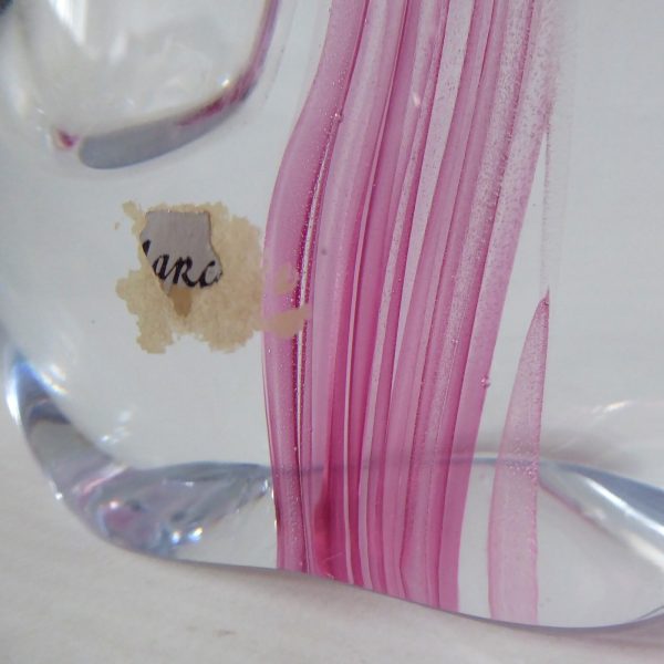 Josef Marcolin M51 art glass vase, big heavy signed pink streak. Sweden vintage - Image 4