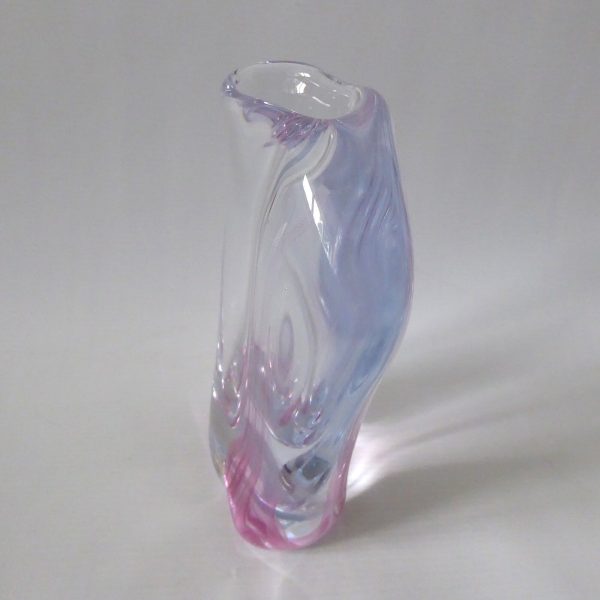 Josef Marcolin M51 art glass vase, big heavy signed pink streak. Sweden vintage - Image 6