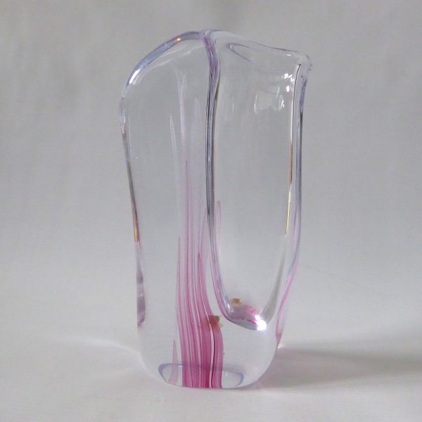 Josef Marcolin M51 art glass vase, big heavy signed pink streak. Sweden vintage - Image 7