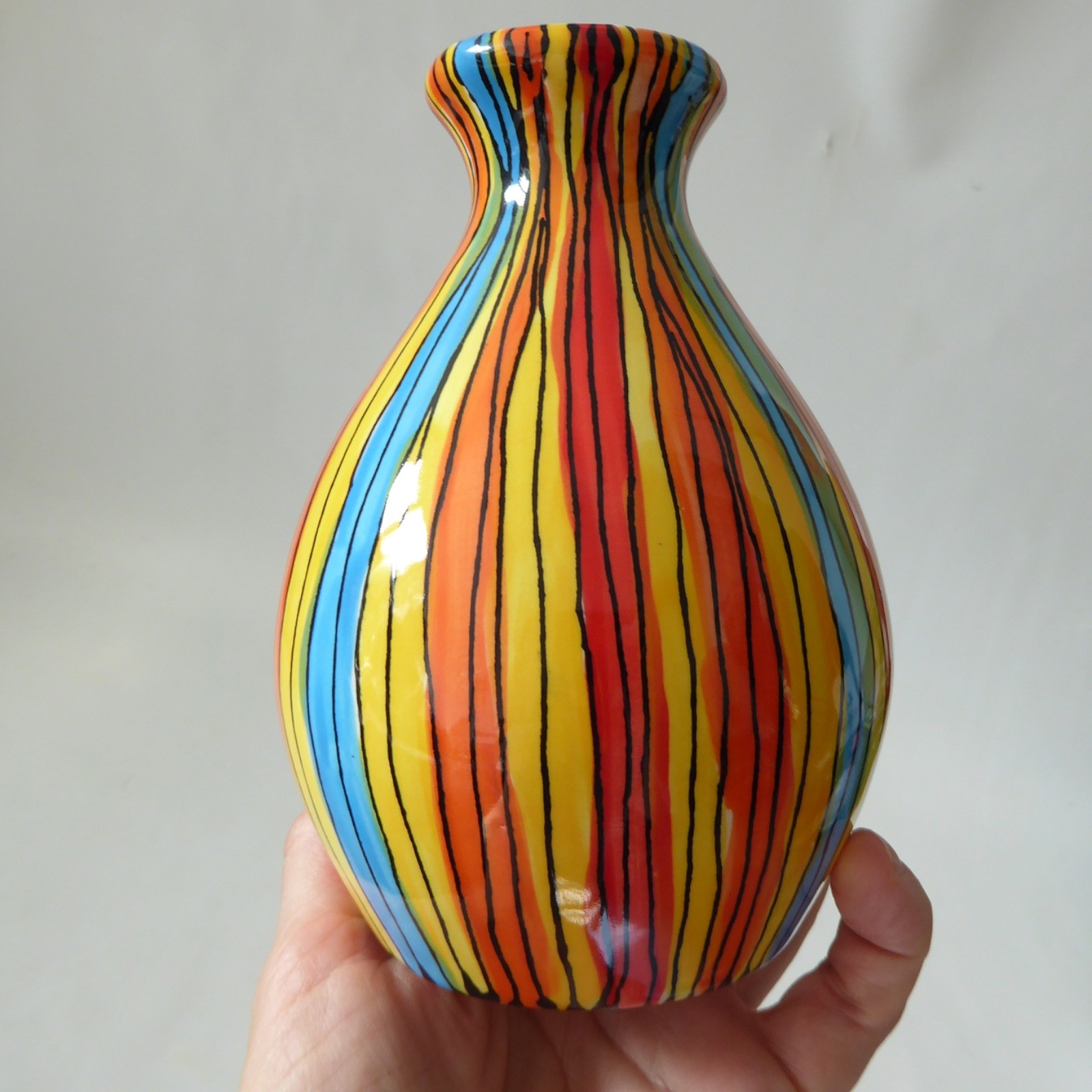 Katherine Barney Elsing Norfolk studio pottery ceramic striped vase contemporary - Image 10