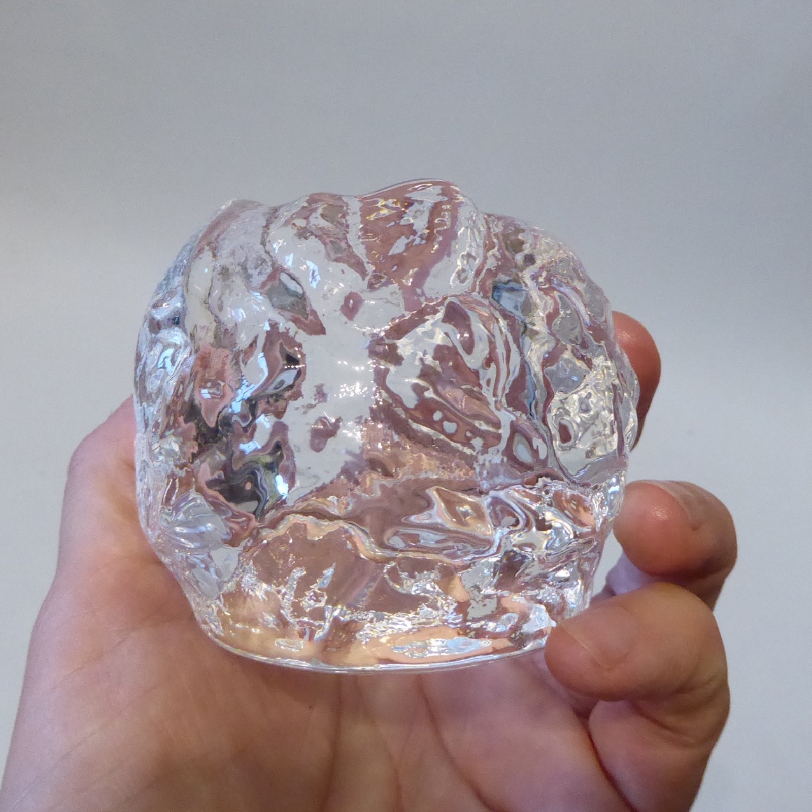 Kosta Boda Snowball votive tealight candle holder Sweden Clear icy crystal glass - Image 2