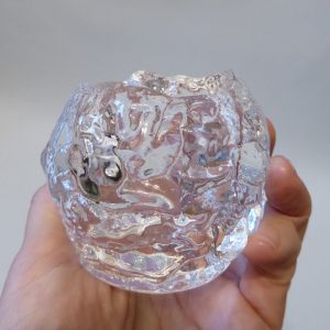 Kosta Boda Snowball votive tealight candle holder Sweden Clear icy crystal glass
