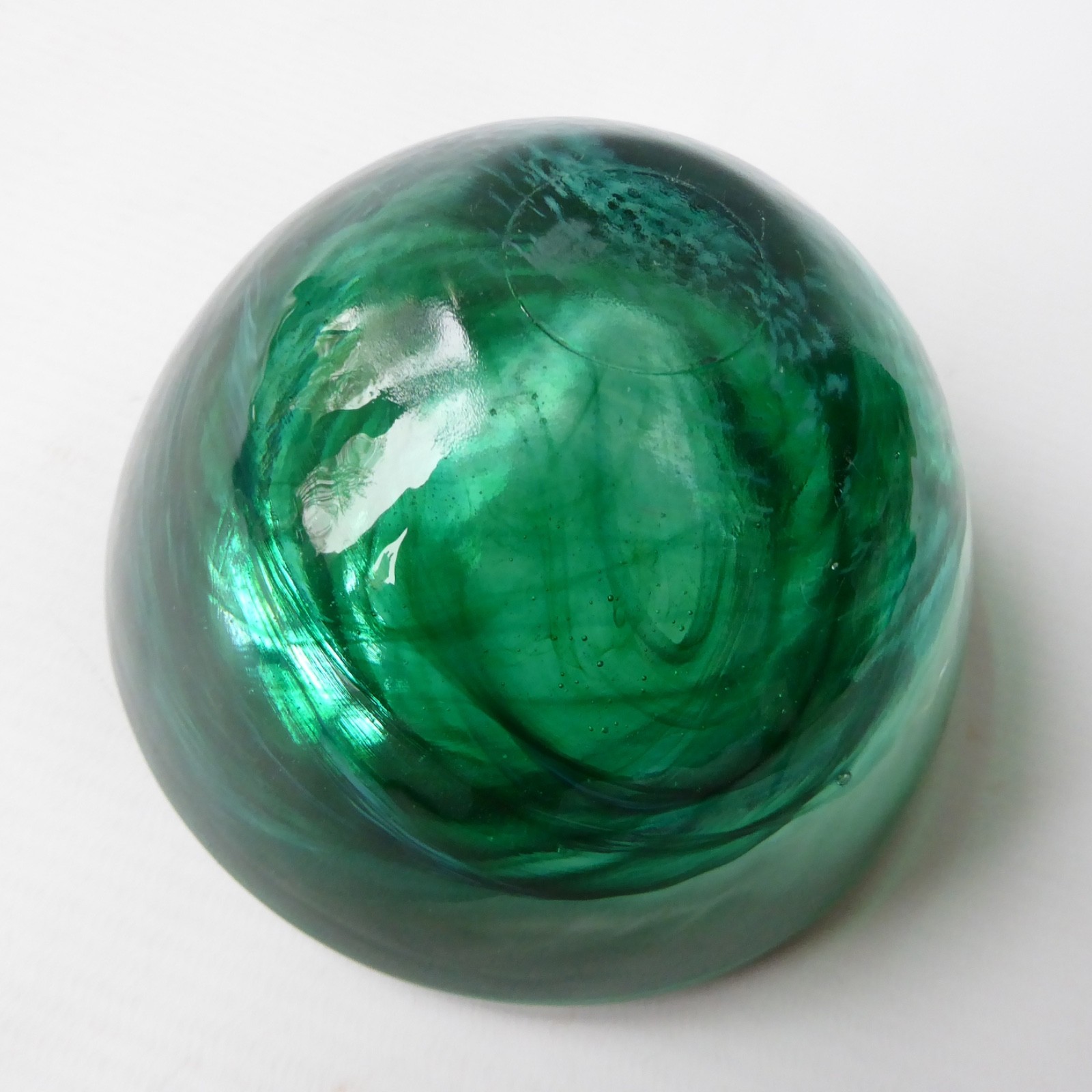 Kosta Boda art glass Atoll bowl, candle holder, Anna Ehrner, green swirl vintage - Image 13