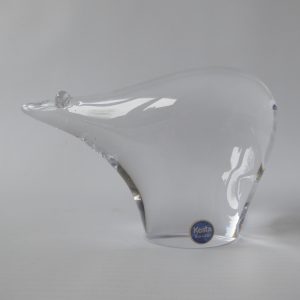 Kosta rare art glass crystal polar bear, vintage Swedish sculpture figurine 70s