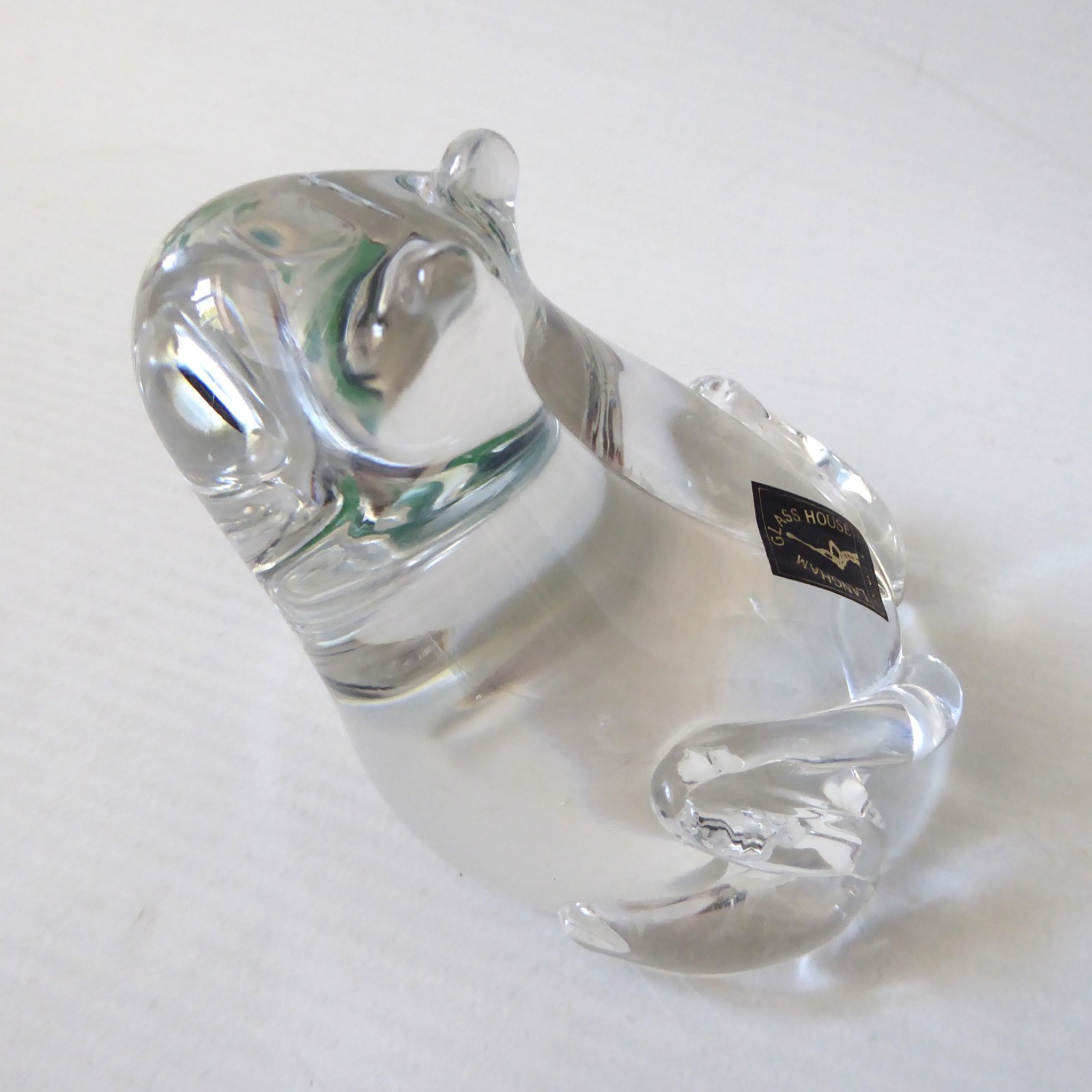 Langham Glass House handmade art glass FROG paperweight, Paul Miller, clear - Image 3