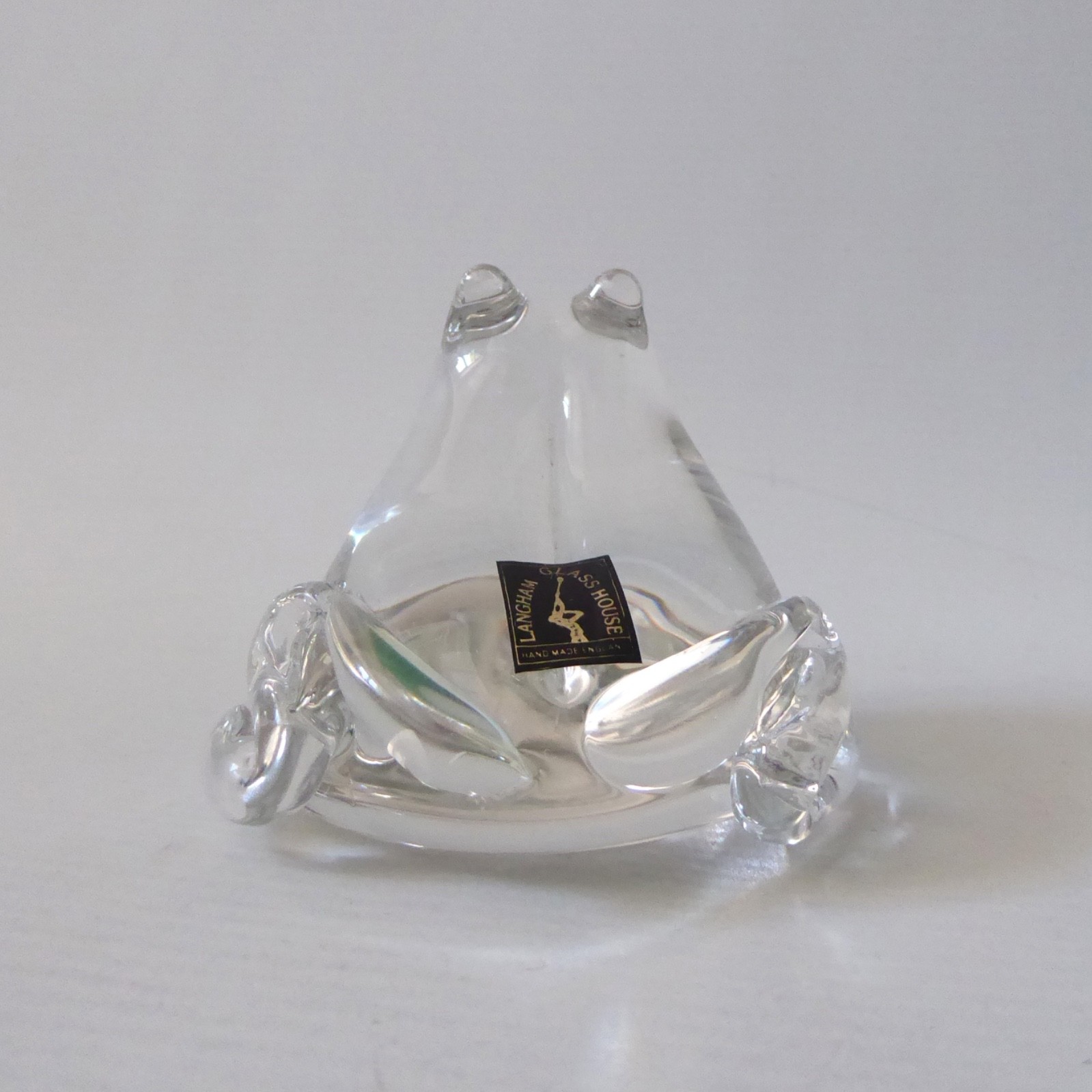 Langham Glass House handmade art glass FROG paperweight, Paul Miller, clear - Image 4