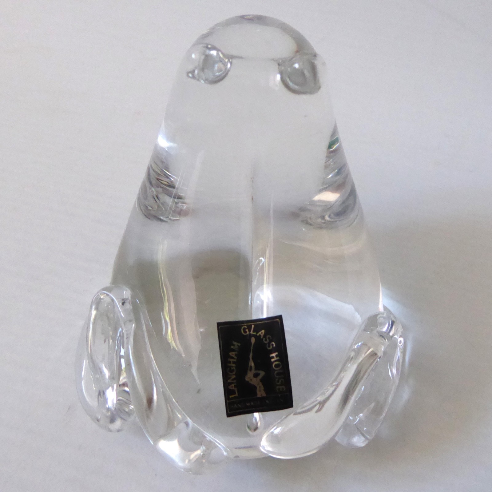 Langham Glass House handmade art glass FROG paperweight, Paul Miller, clear - Image 5