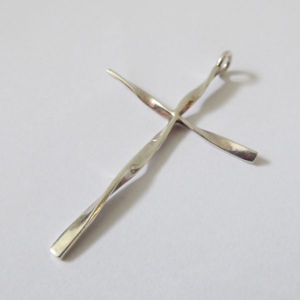Large Sterling silver 925 cross pendant for necklace. Twisted long 6cm crucifix - Image 8