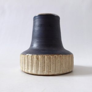 Lenham Pottery studio art vase, black and beige lines handmade artisan retro pot