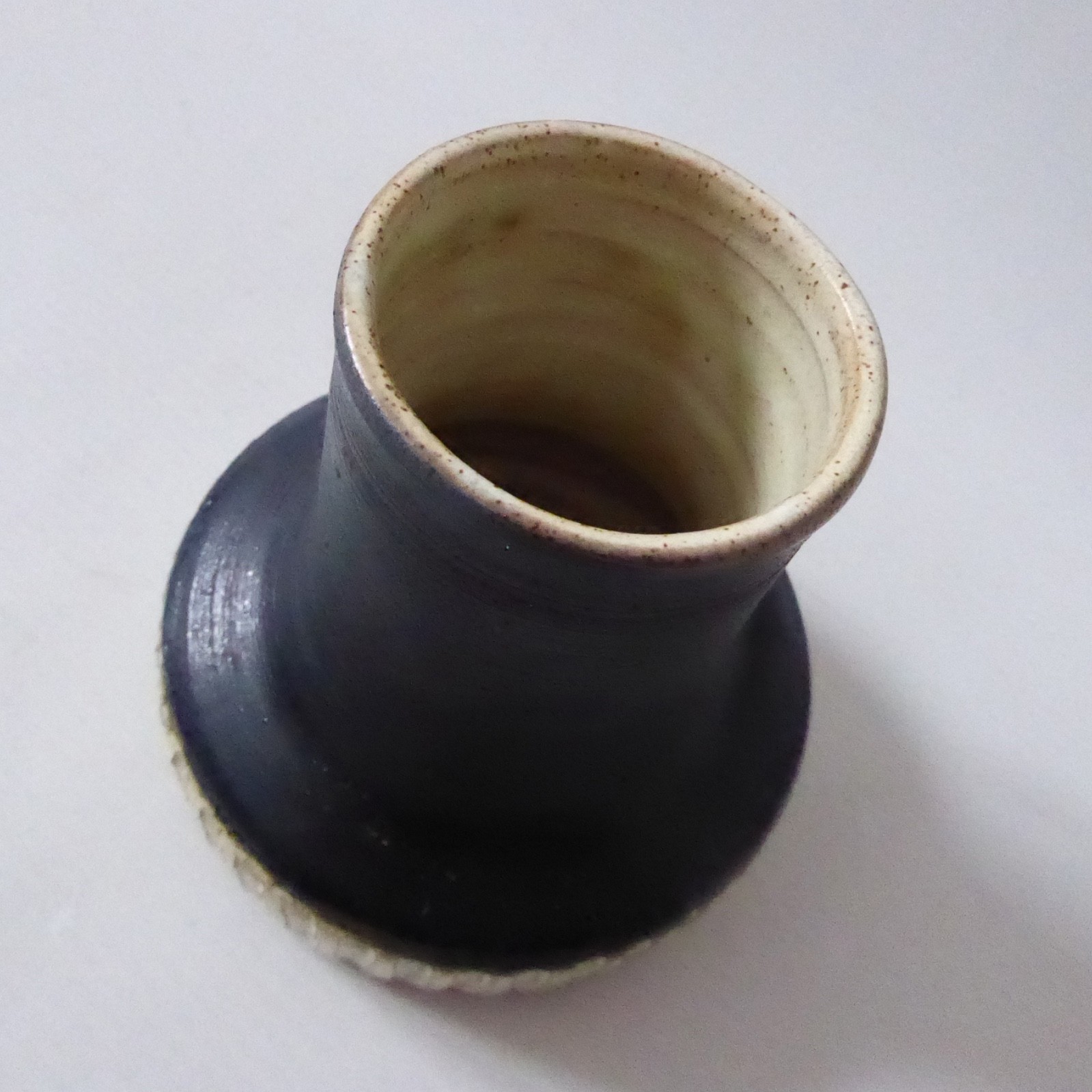 Lenham Pottery studio art vase, black and beige lines handmade artisan retro pot - Image 8