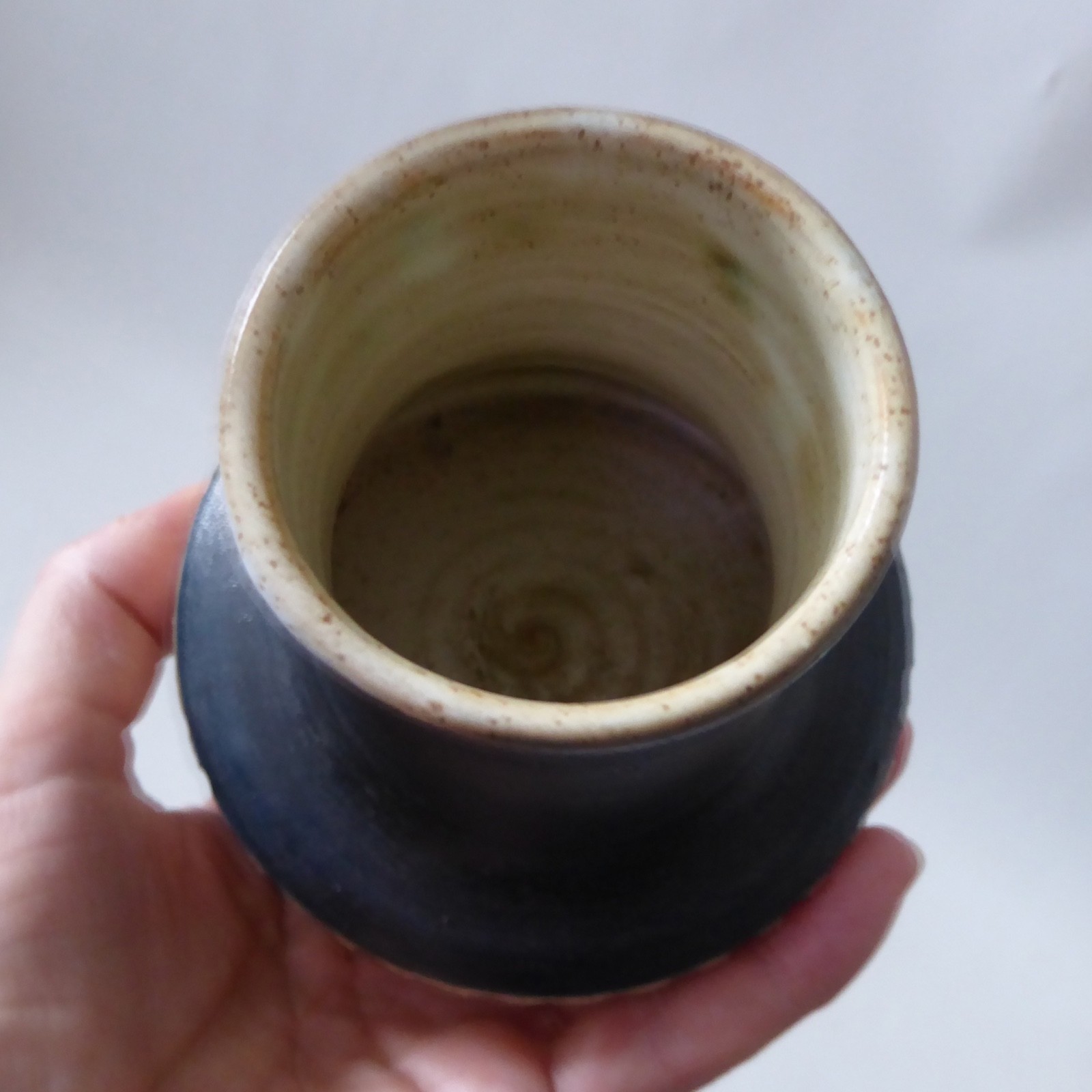 Lenham Pottery studio art vase, black and beige lines handmade artisan retro pot - Image 9
